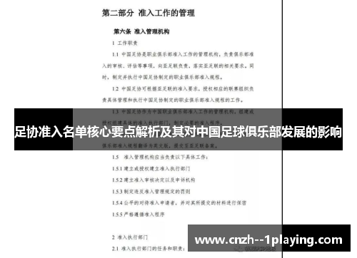 足协准入名单核心要点解析及其对中国足球俱乐部发展的影响